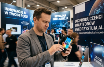 Nowoczesny smartfon z interfejsem AI w dłoniach mieszkańca Bydgoszczy. Sztuczna inteligencja i innowacje w kategorii smartfony, tablety i gadżety.