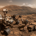 Łazik Curiosity NASA bada odkrycia organiczne na powierzchni Marsa. Misja badawcza cząsteczek organicznych na czerwonej planecie. Nauka i technologie przyszłości.