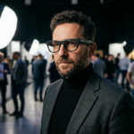Biała kobieta nosząca czarne okulary Samsung AI. Innowacyjne inteligentne okulary marki Samsung z kategorii nowoczesnych gadżetów i technologii.