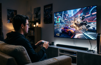 Kadr z gry Destruction AllStars na PlayStation 5. Dynamiczna rozgrywka na PS5 ukazująca starcia kolorowych pojazdów na futurystycznej arenie.