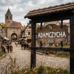Średniowieczna tablica wjazdowa do miejscowości Adamczycha z napisem 2026. Zapowiedź i data premiery 3. sezonu serialu 1670.