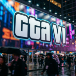 Napis GTA VI na tle rozmytych kolorów w stylistyce Grand Theft Auto. Oficjalna okładka gry zapowiadająca start przedsprzedaży 25 czerwca.