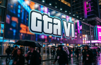 Napis GTA VI na tle rozmytych kolorów w stylistyce Grand Theft Auto. Oficjalna okładka gry zapowiadająca start przedsprzedaży 25 czerwca.