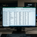 Wyciek danych telemetrycznych Meta AI na ekranie monitora. Plik z danymi pracowników Meta, wstrzymany program AI, sektor biznes i rynek tech na komputerze.