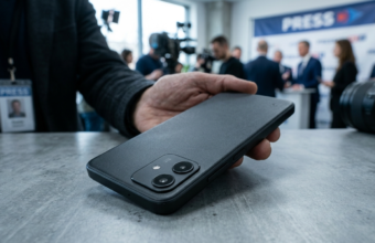 Smartfon Xiaomi Redmi Note 17: matowe wykończenie, uproszczony moduł aparatu i surowy, budżetowy design. Industrialna obudowa urządzenia w chłodnym oświetleniu.
