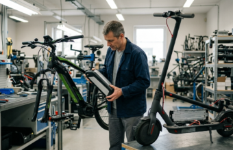 Nowoczesna bateria w ramie roweru elektrycznego e-bike. Innowacyjne ogniwa i akumulatory do hulajnóg elektrycznych zwiększające zasięg i wydajność pojazdów.