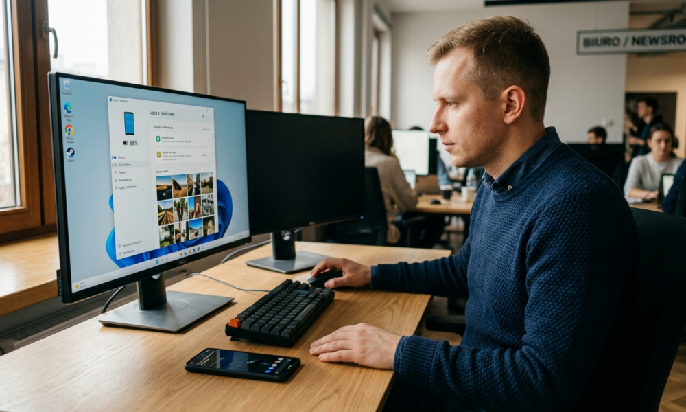 Menu Start Windows 11 zintegrowane ze smartfonem: powiadomienia, stan baterii i zdjęcia. Nowa funkcja oprogramowania dostępna w regionie Polska i świat.