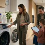 Pralka Samsung Bespoke AI z ekranem dotykowym i SmartThings. Inteligentne AGD z AI automatycznie dobiera cykl prania, dozuje detergenty i oszczędza energię.