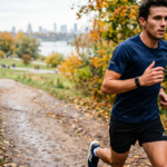 Biegacz z opaską sportową Garmin CIRQA bez wyświetlacza na ręku. Smart band bez subskrypcji mierzy aktywność fizyczną. Sportowe trendy – Polska i świat.
