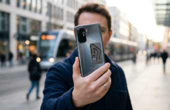 Smartfon Honor z mechanicznym ramieniem ukrytym dyskretnie w obudowie. Nowoczesny telefon i gadżety, technologia Polska i świat, innowacyjna konstrukcja Honor.