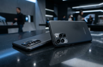 Smartfony Google Pixel 11 i 11 Pro: matowe wykończenie i moduł aparatu na ciemnym, refleksyjnym tle. Elegancki, nowoczesny design telefonów w zbliżeniu.