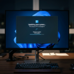 Aktualizacja Windows 11 na monitorze wprowadzająca ukryte modele AI i sztucznej inteligencji. Nowoczesne oprogramowanie i komputery – Polska i świat.