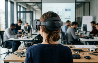 Gogle VR Google Frame, widok od tyłu. Poznaj polskie ceny Steam Frame w kategorii gaming. Polska i świat śledzą nowości wirtualnej rzeczywistości.