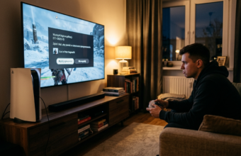 Konsola Sony PlayStation 5 wyświetla symbol błędu na telewizorze podczas gry w God of War. AI Sony samodzielnie naprawi oprogramowanie i system konsol PS5.