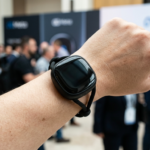 Okrągły Meta Charm wielkości etui AirPods z czarnym wyświetlaczem i sznurkiem. Asystent Muse AI od Meta Marka Zuckerberga zamiast tradycyjnego smartfona.