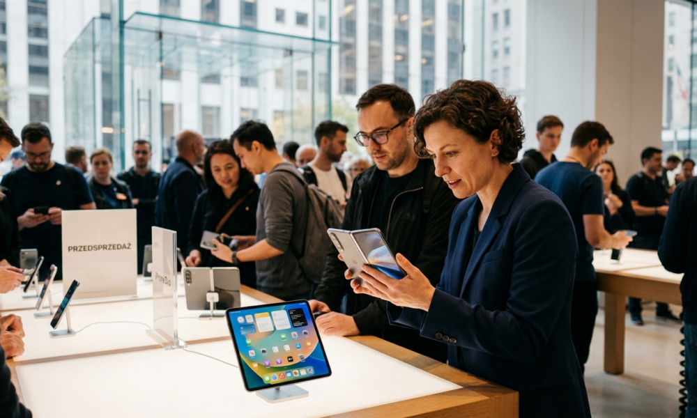 Apple rozpoczyna przedsprzedaż pierwszego składanego smartfona iPhone Duo. Polska i świat śledzą premierę iPhone Duo. Nowoczesny, składany smartfon Apple.